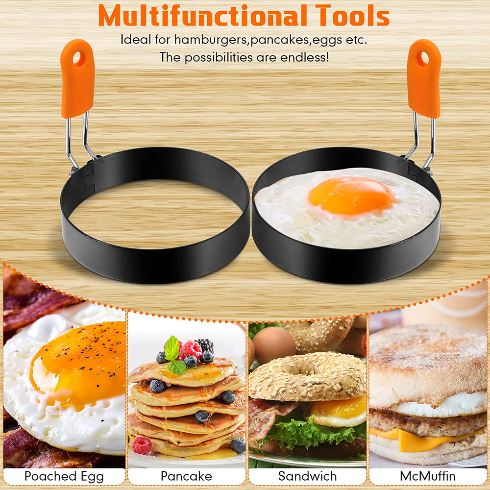 6 Pcs Professional Egg Ring Pancake Ring Set Stainless Steel Fried