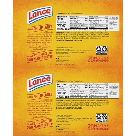 Lance Toasty Cracker Sandwiches, 1.29 oz, 40-count