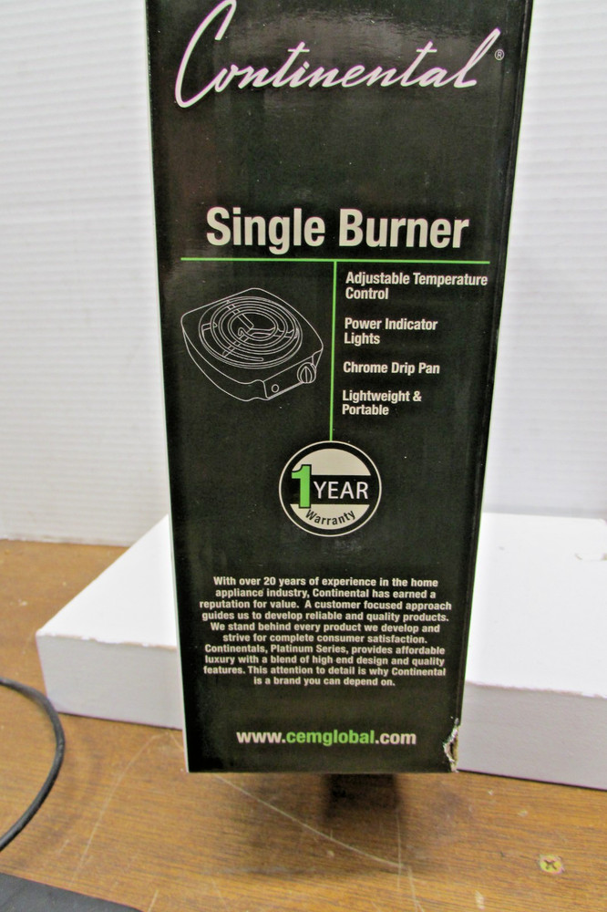 Continental Single Burner 1100 Watts Model CE23309 Open Box