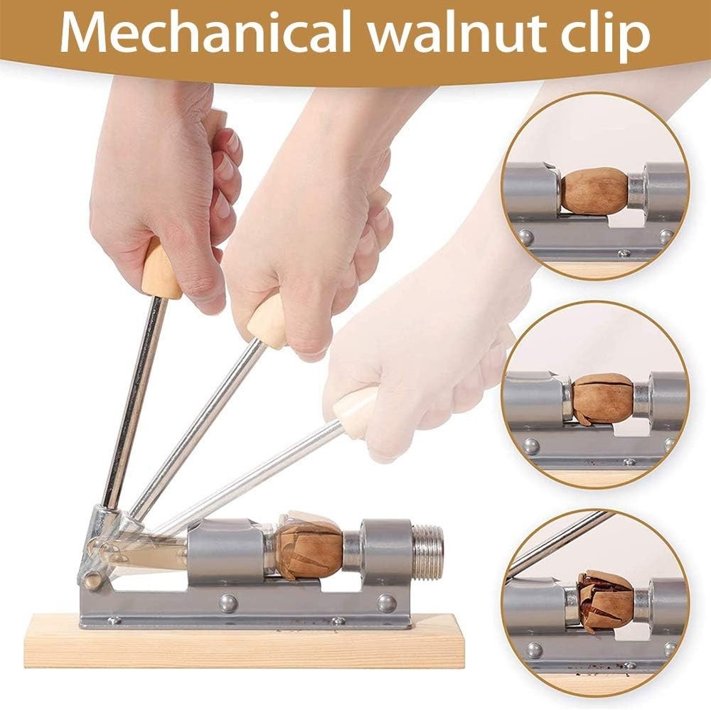 EGETOTA Heavy Duty Nutcracker Pecan Walnut Opener with Picks Brush Desktop Tool