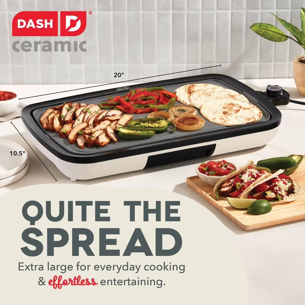 Dash Nonstick Ceramic Electric Flat Top Griddle Cream