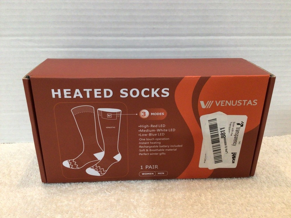 Venustas Heated Socks Unisex Medium Gray Rechargeable