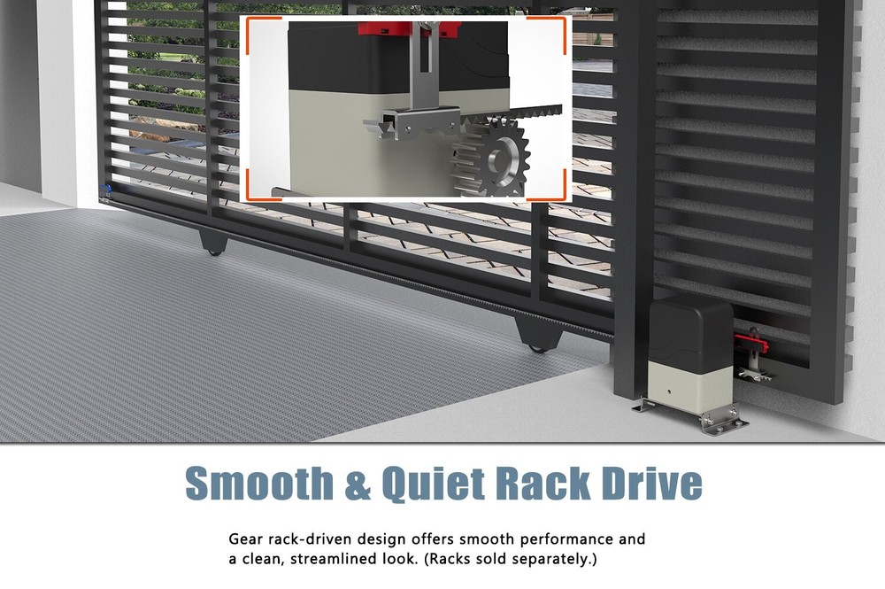 Blütezeit 900lb Automatic Sliding Gate Opener with Nylon Racks & IR Sensor
