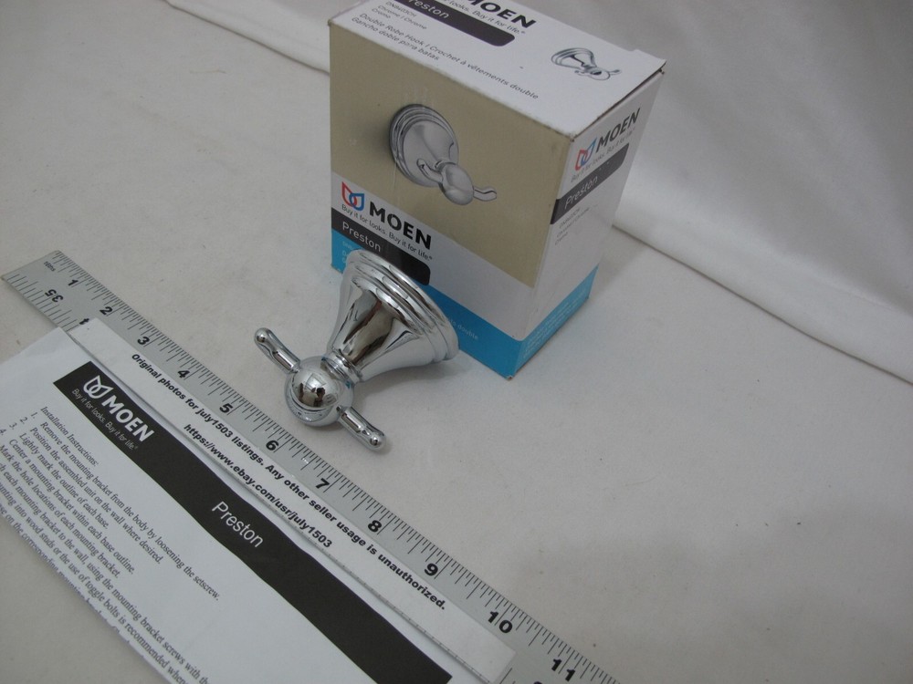 (1) NEW Moen Preston Double Robe Hook - CHROME - DN8403CH