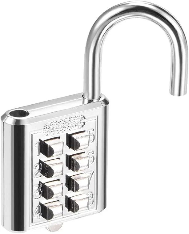 uxcell 8-Digit Combination Padlock Push Button Lock for Locker Silver Tone