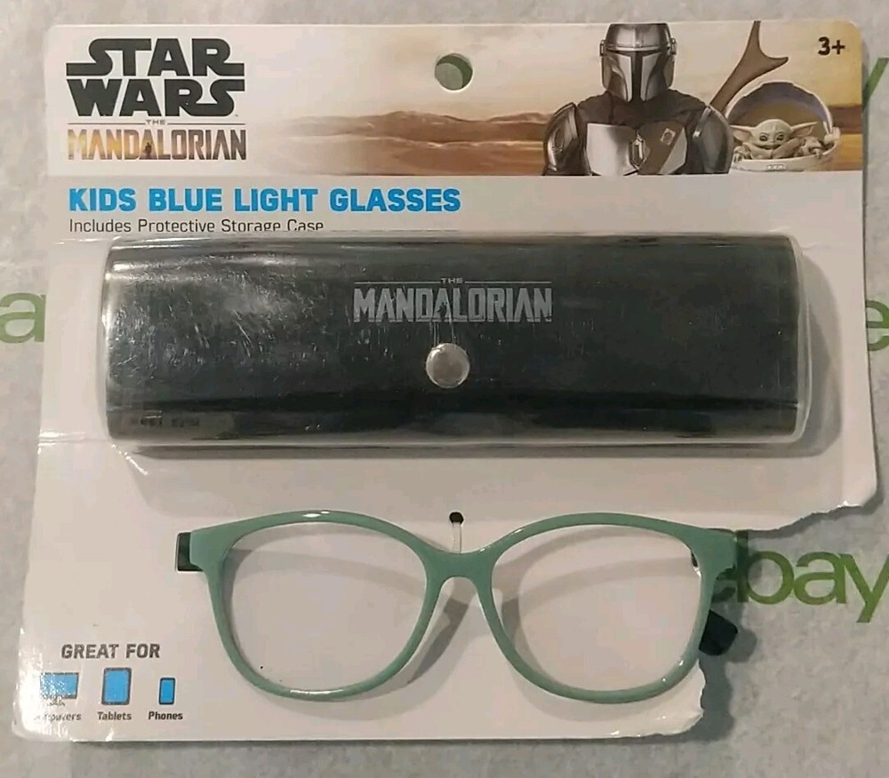 Star Wars The Mandalorian Kids Blue Light Glasses with Storage Case New