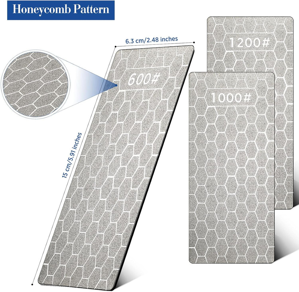 3Pcs Diamond Sharpening Stone Set Diamond Plate Professional Bench Stone for Kit