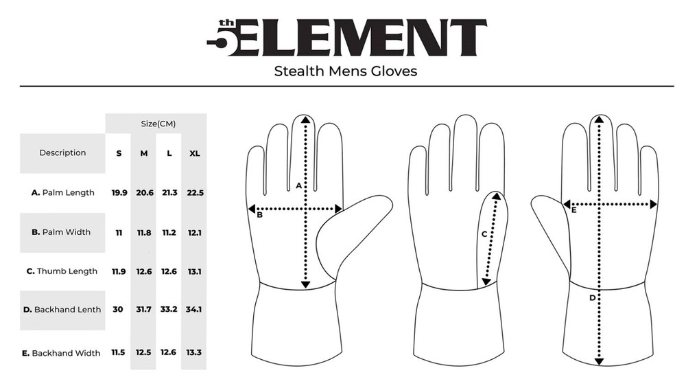 5th Element Stealth Snowboard Gloves Men's Medium Black New