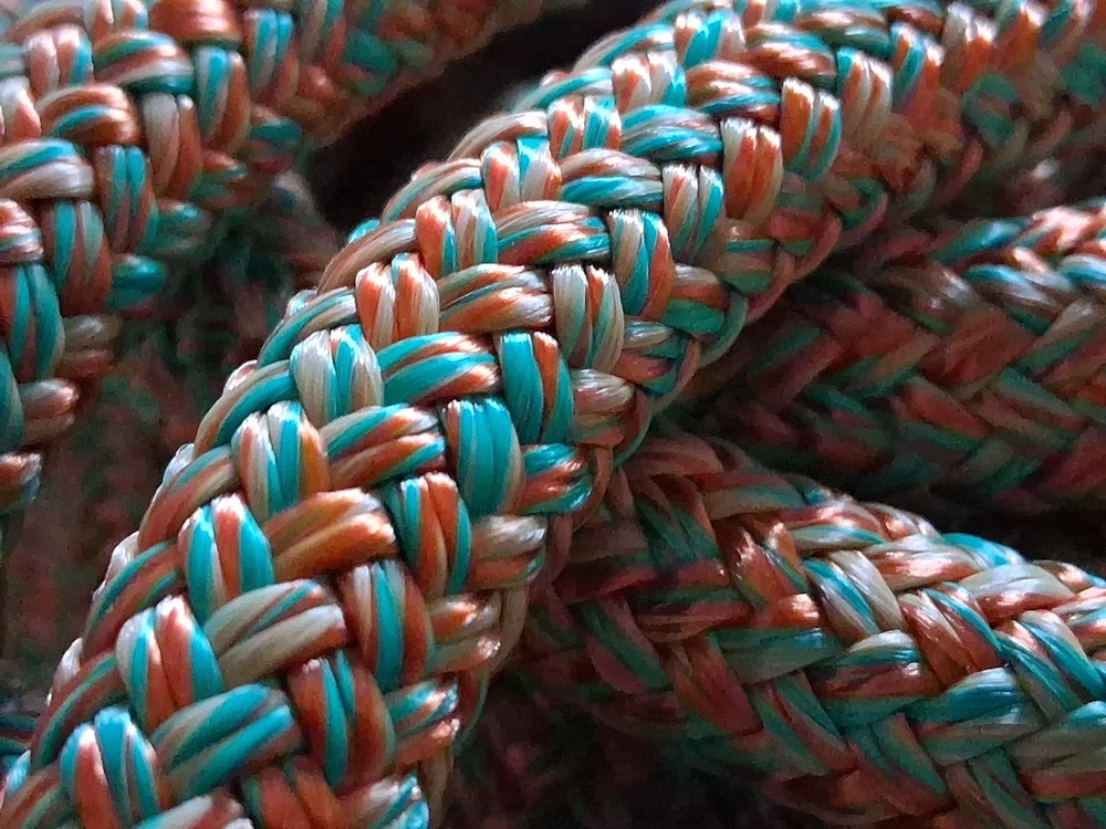 9/16 x 200 ft. Double Braid-Yacht Braid Polyester Rope. Turq/BO/Tan Blend