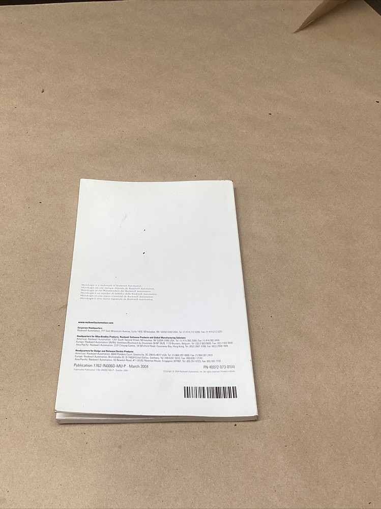 Allen Bradley Installation Instructions MicroLogix 1200 Controller #706G105