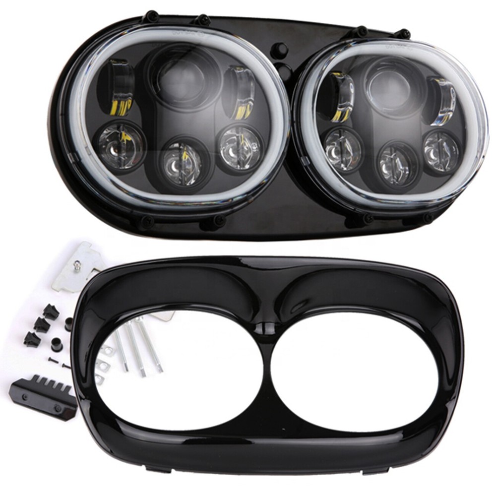 5.75" LED Dual Double Headlight Lamp Replacement For Road Glide 1998-2013
