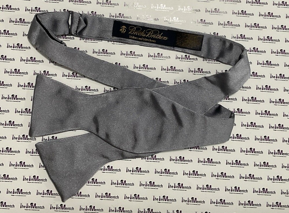 Rare Brooks Brothers Solid Silver Self Tie Adjustable Bow Tie (New-Minor Flaws)