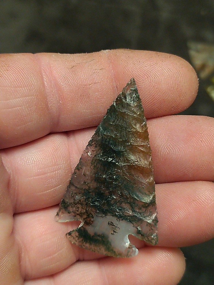 Corner Notch Moss Agate 2 1/8" x 1 1/4"