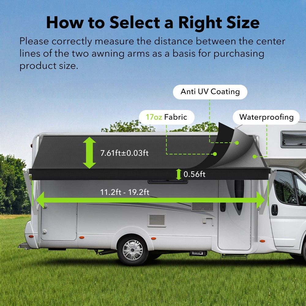 HBN RV Awning Fabric 12-20 Feet Width Camper Vinyl Awning Replacement Shade