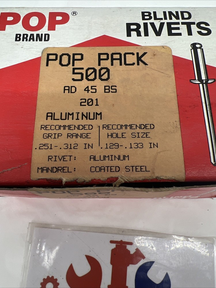 Hardware AD Blind Rivet Box 500 POP AD 45 BS 201