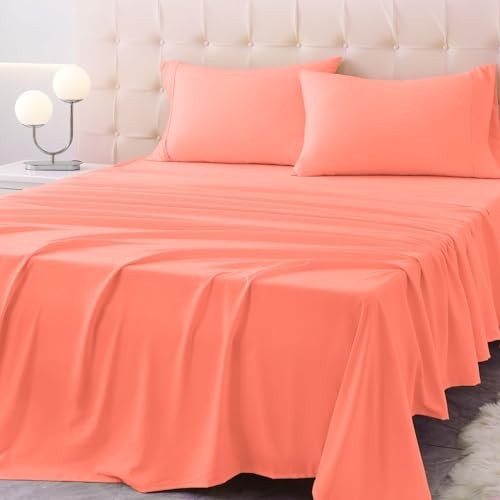 Size Bed Sheet Set - 4 Piece Soft Microfiber Sheets with Queen Desert Flower