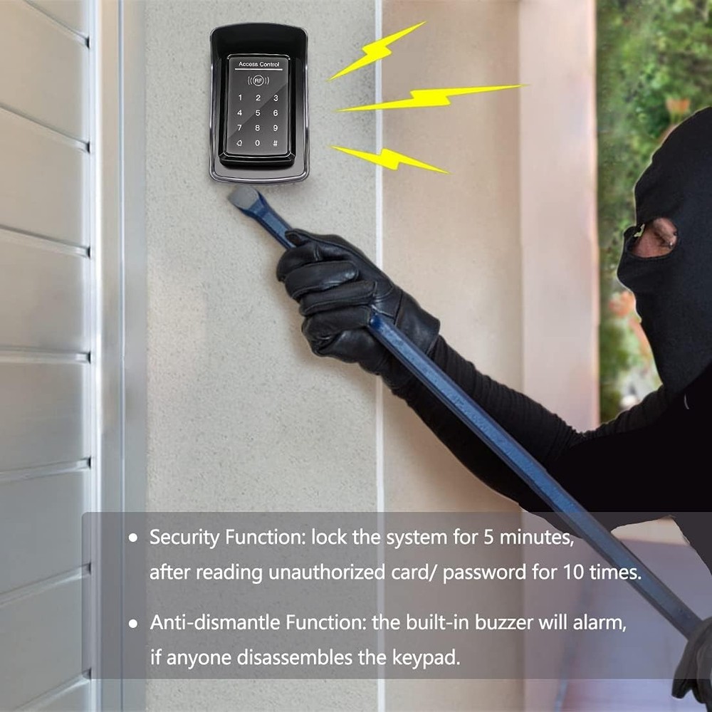 Topens TC175P Keyless Entry Door Access Control System Black Touch Panel DC 12V