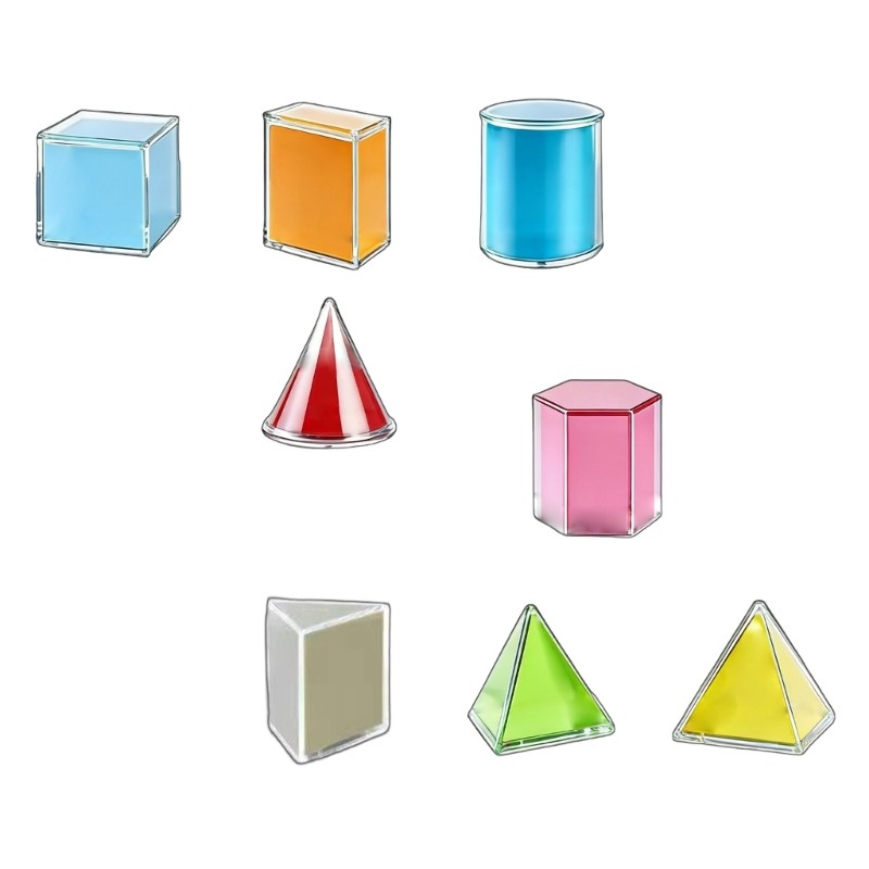 8Pcs Plastic Geometric Shape Models For Kids Learning And Spatial Thinking
