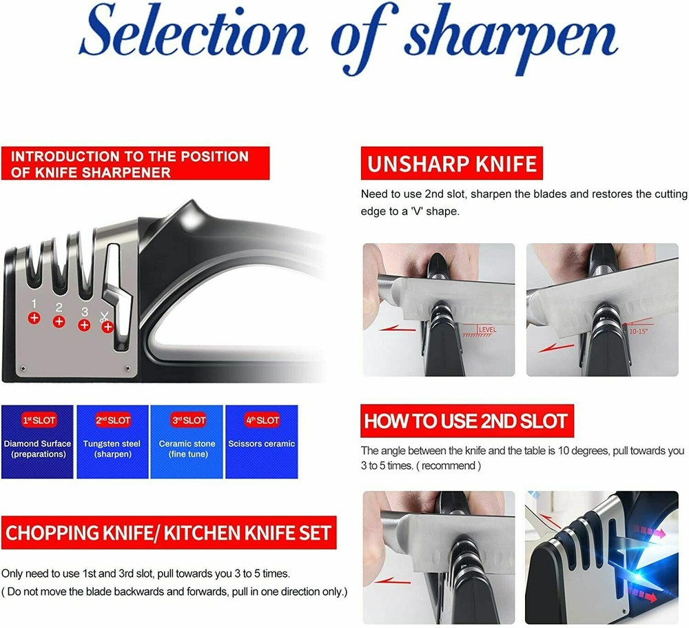 Knife SHARPENER Professional System Ceramic Tungsten Kitchen Sharpening Tool New