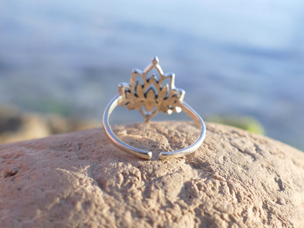 adjustable silver ring flower silver ring silver ring for woman Gift for her