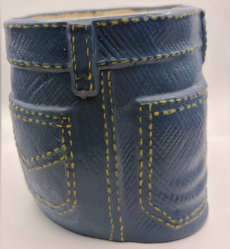 Handpainted Kitschy Blue Jeans/ Jorts Ceramic Planter