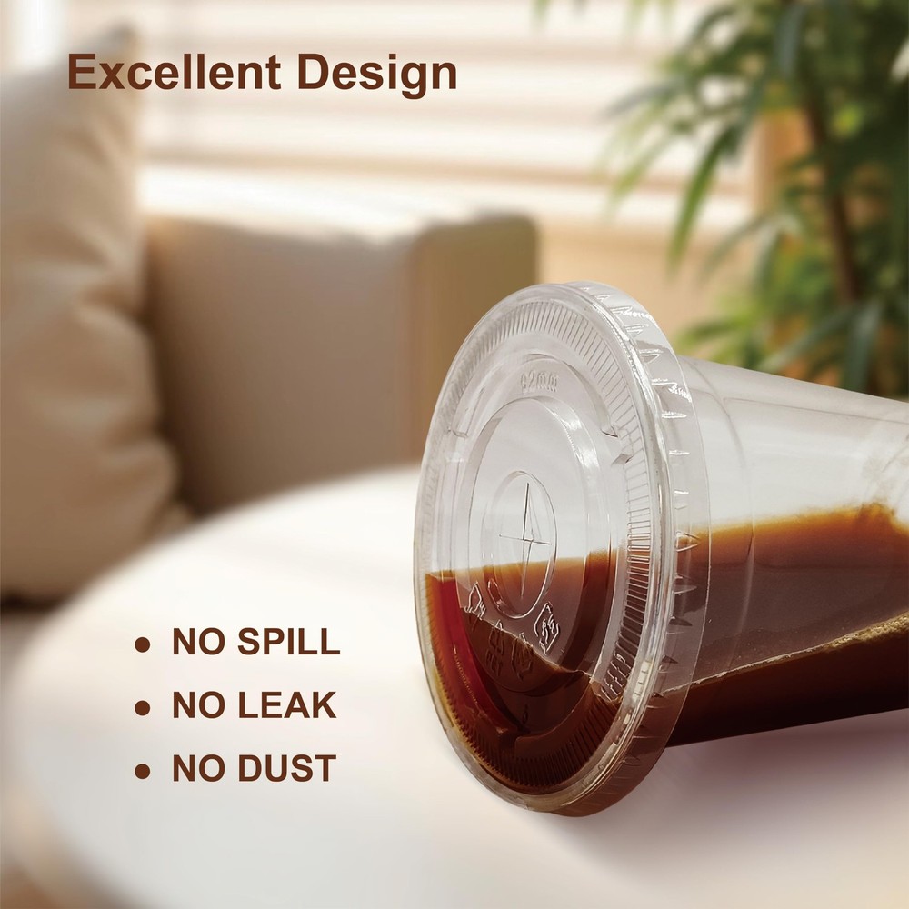 100 Pack 16oz Clear Plastic Cups with Lids and Straws