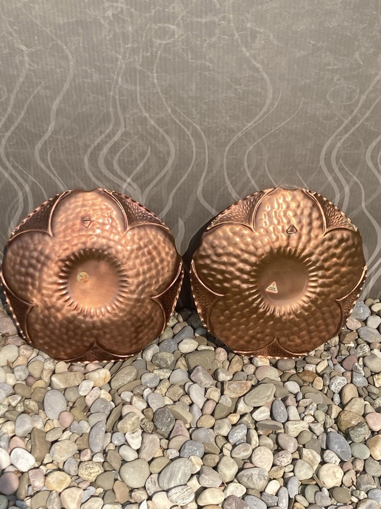 (2) Vintage 15.25in Gregorian Solid Copper Wall Hangers Set
