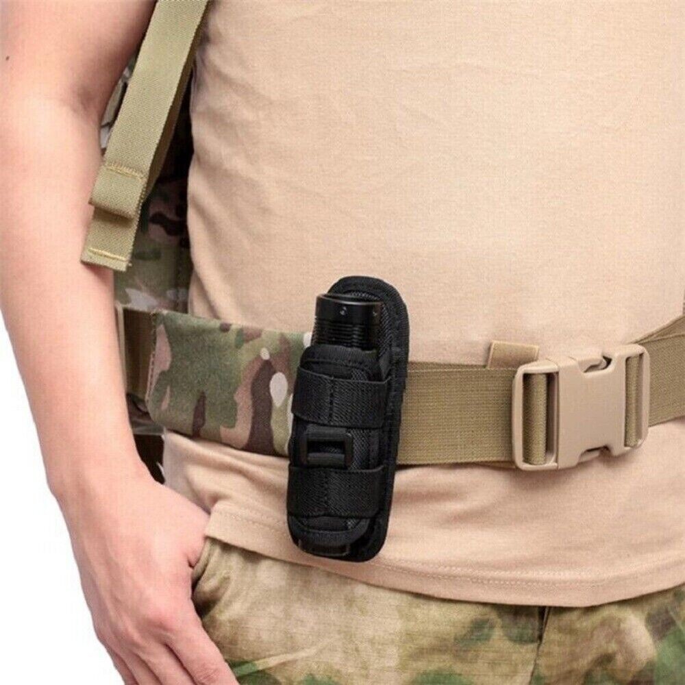 Tactical Flashlight Holder Molle Pouches 360° Rotatable Flashlight Case Pocket