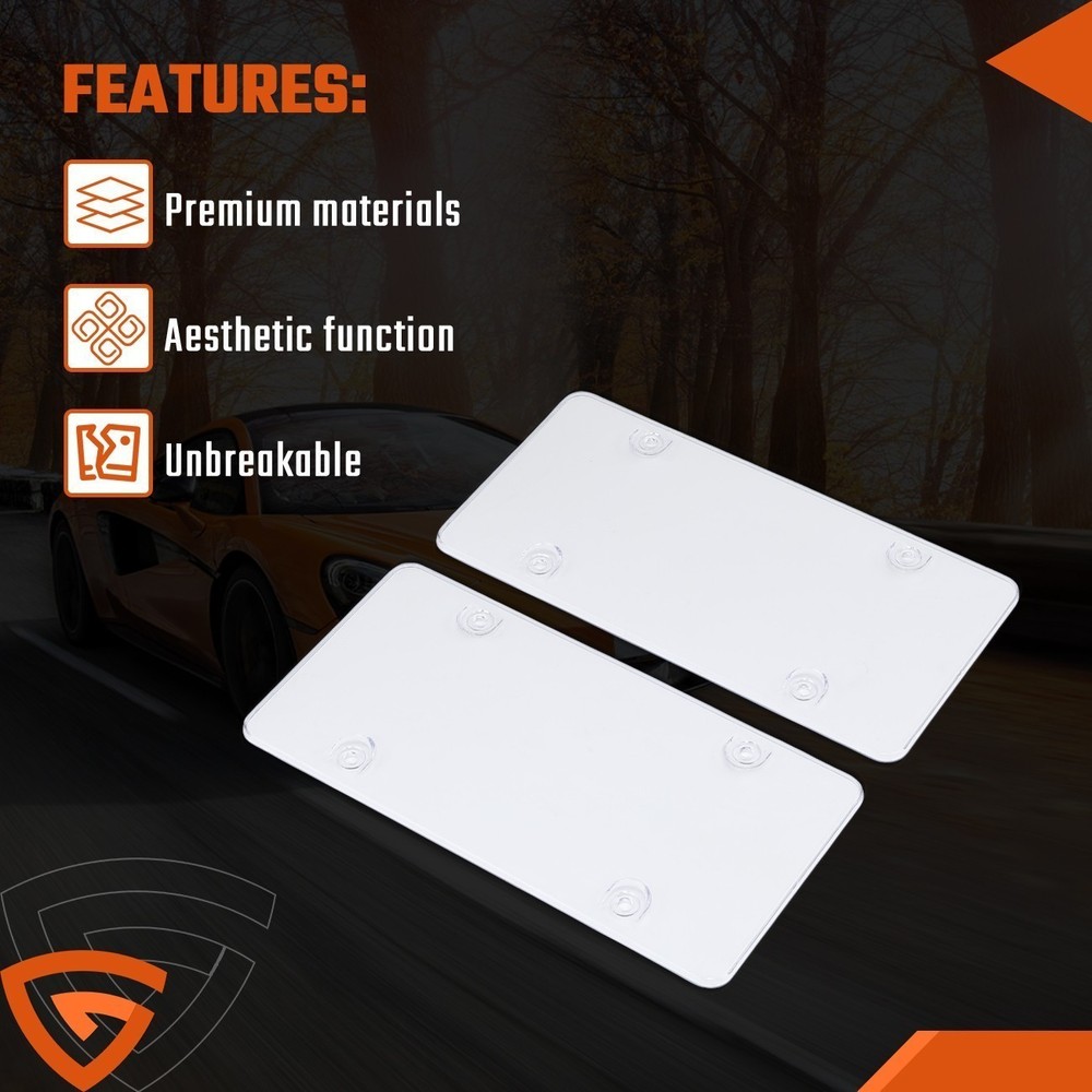 2x Clear License Plate Tag Covers Bubble Shields Protector Frame for Car Auto