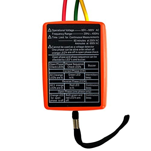 3 Phase Sequence Tester,Phase Rotation Meter Checker Multicolor