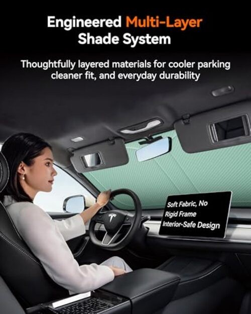 Windshield Sun Shade for Cars Double Layer Green Front Windshield Medium