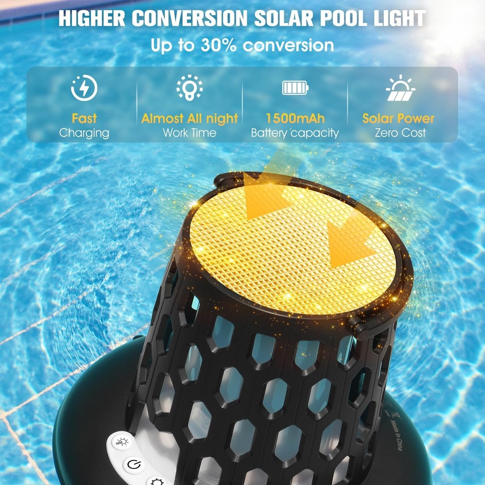 Floating Pool Lights,2026 Upgraded Solar Powered Pool Lights that Float,Flick...