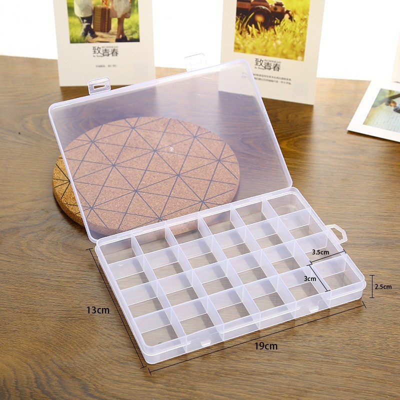 UK-24 Compartments Transparent Plastic Storage Box Electronic Component Parts