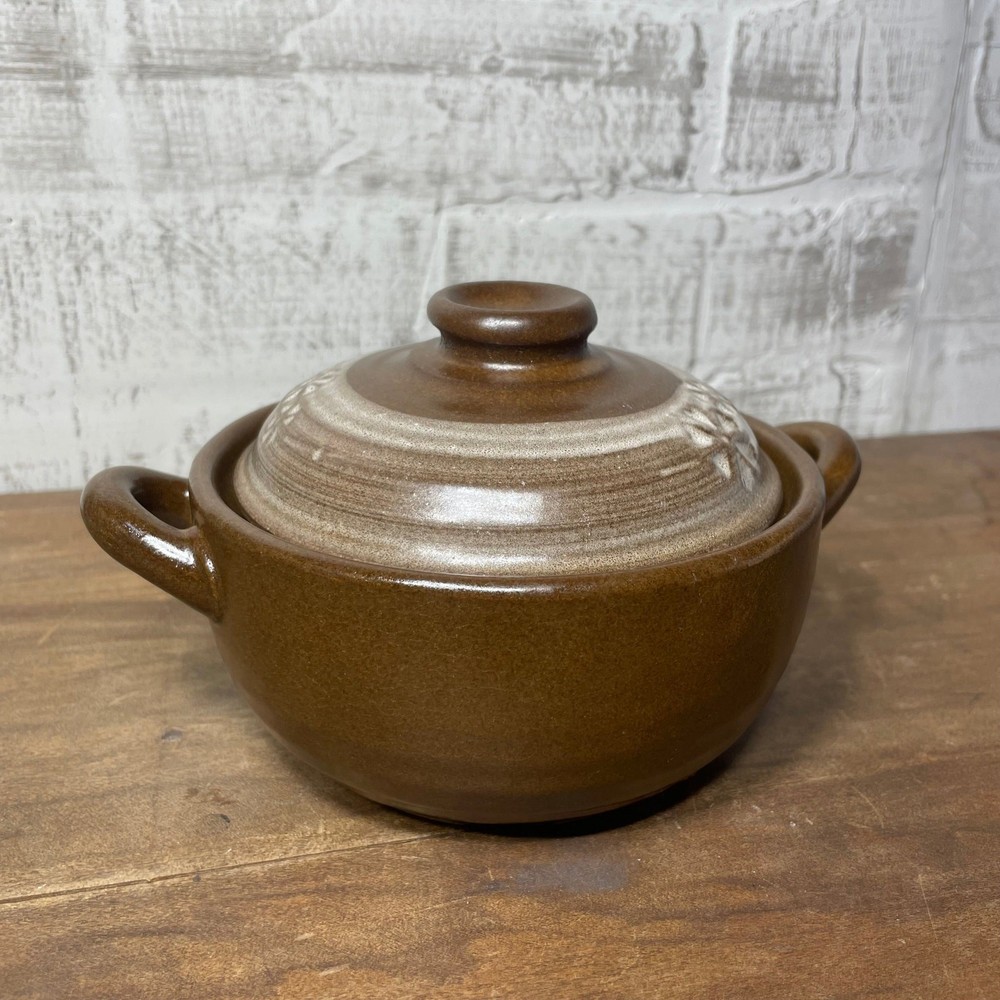 Small Brown Ceramic Pot with Lid