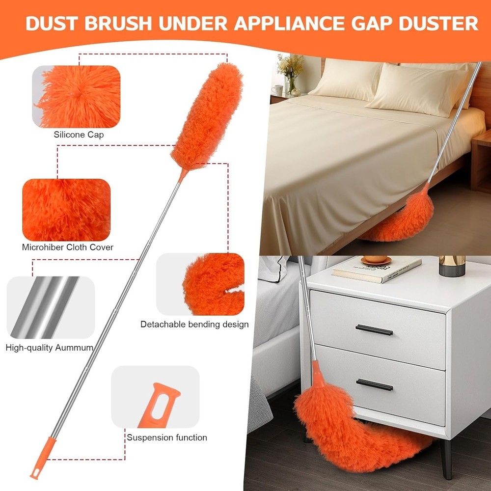 Microfiber Feather Duster Extendable Duster with 30'' to 100'' Telescoping Exten