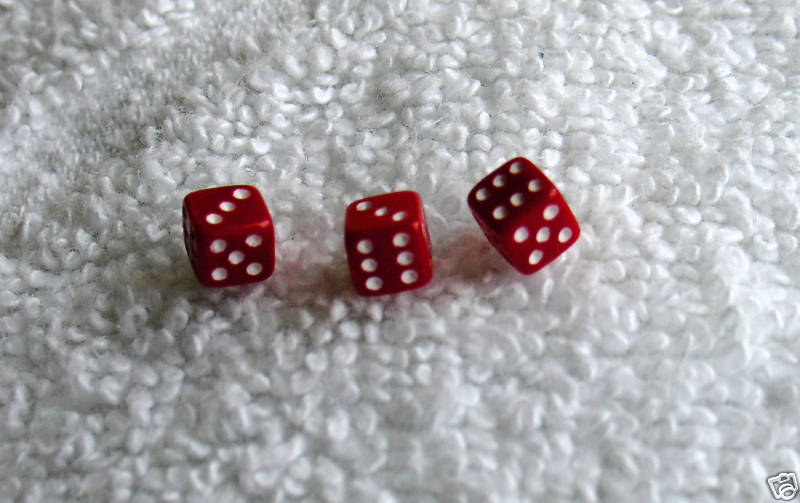 (3) MINI MINI 3/16" SQUARE RED DICE SET