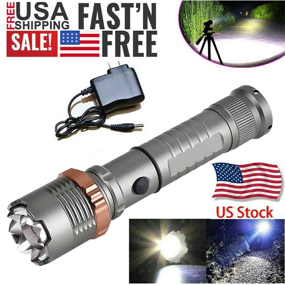 950000000 Lumen Super Bright LED Tactical Flashlight Rechargeable LED Work Light