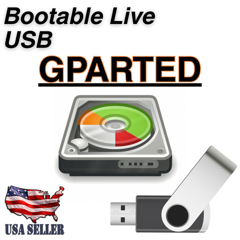 GParted 64-Bit 8 GB Bootable USB Linux Essential Tools System Repair Rescue Live