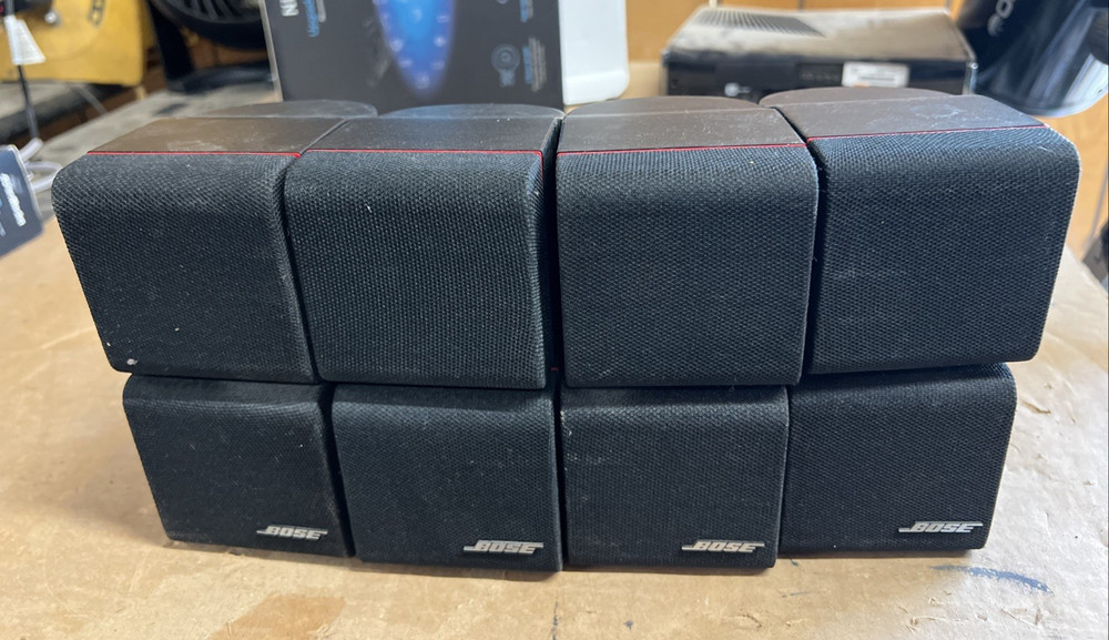 4 Bose Red Line Double Cube Satellite Speakers Black Tested