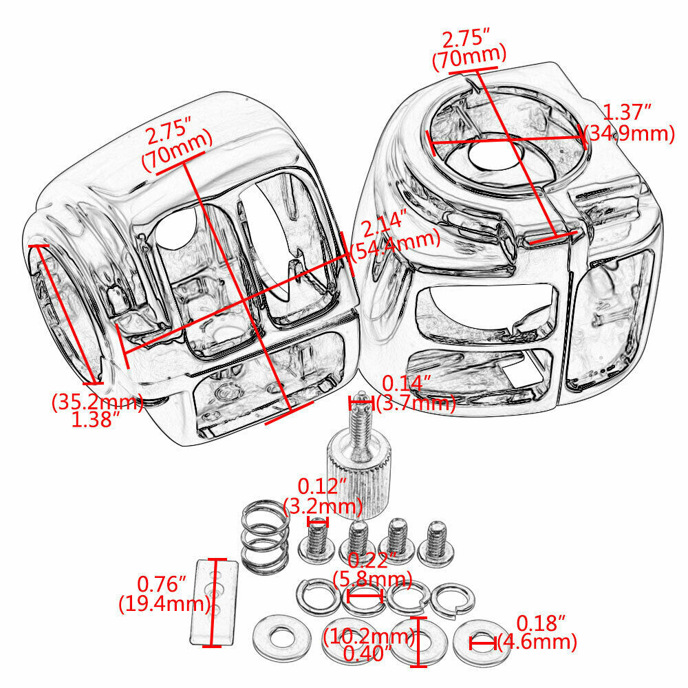 Chrome Hand Control Switch Housing Cover 6pcs Button Cap For Harley Dyna Softail