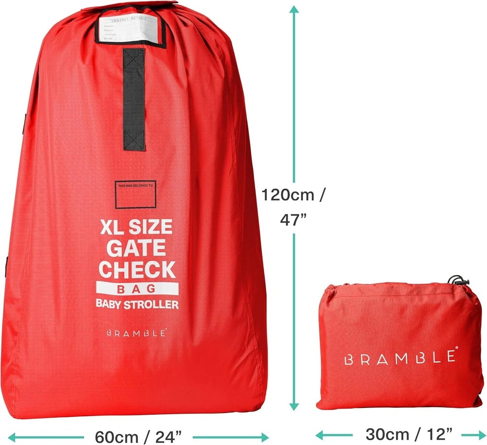 BRAMBLE Extra Large Gate Check Stroller Bag for Airplane - Red