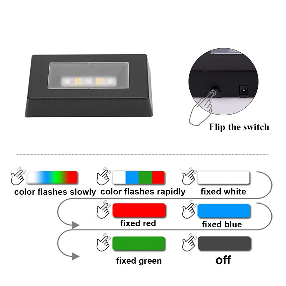 2Pcs LED Display Base Crystal Light Stand With USB Cable for 3D Crystal Statues