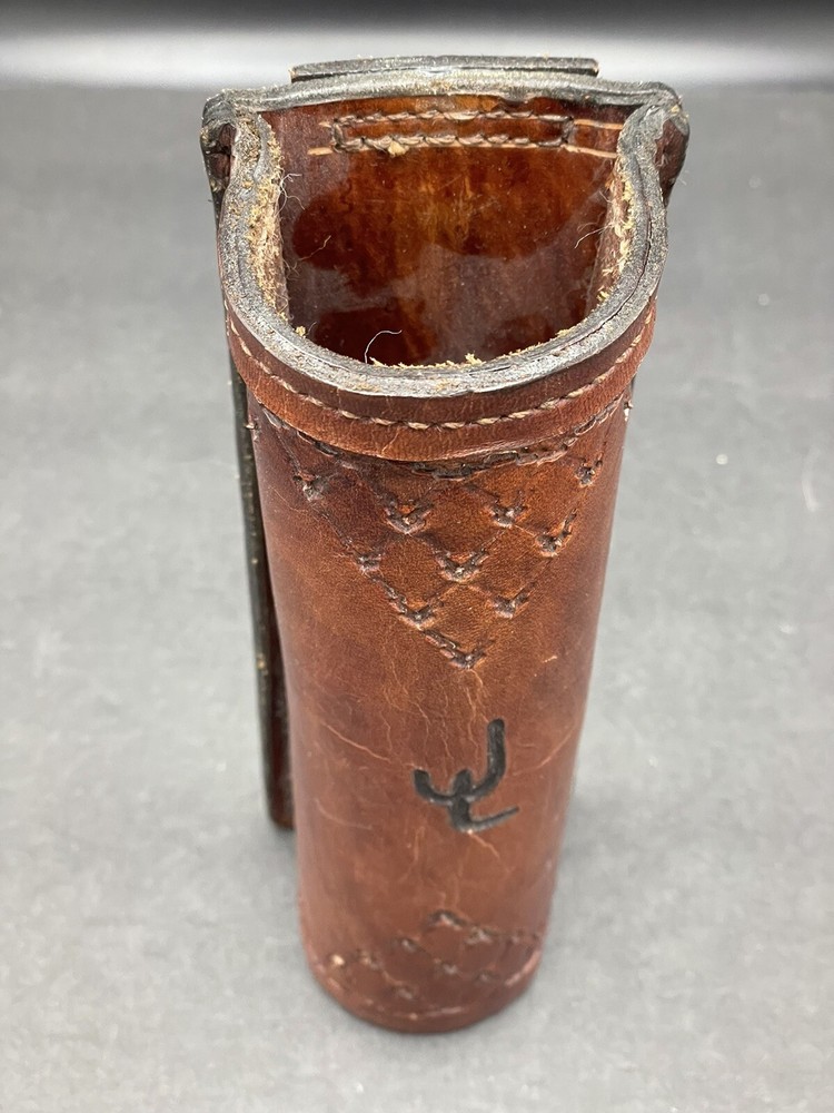 Flashlight/Night Stick Tooled Branded Genuine Leather Brown Holster