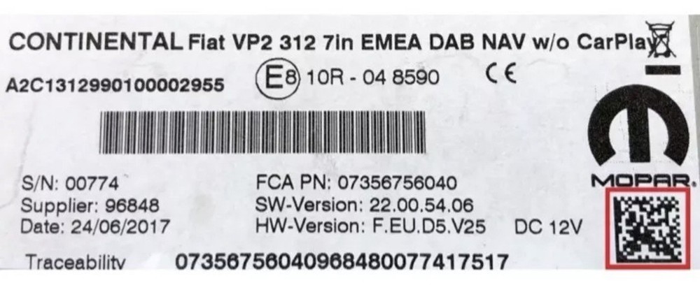 ✅ FIAT Continental VP2 Radio Code Unlock EMEA 5" 7" Navigation 2015-2020