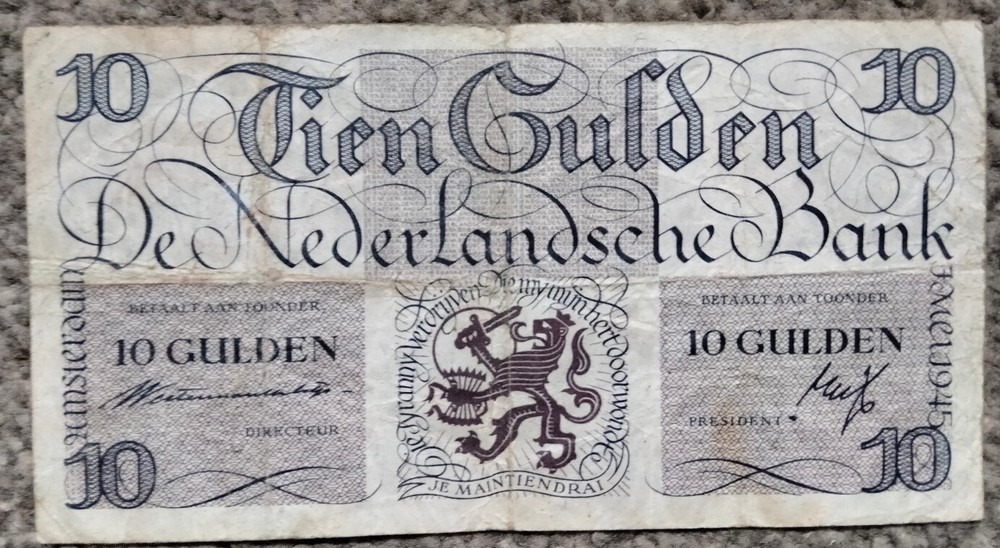 Netherlands 10 Gulden 1945  P-74  aVF