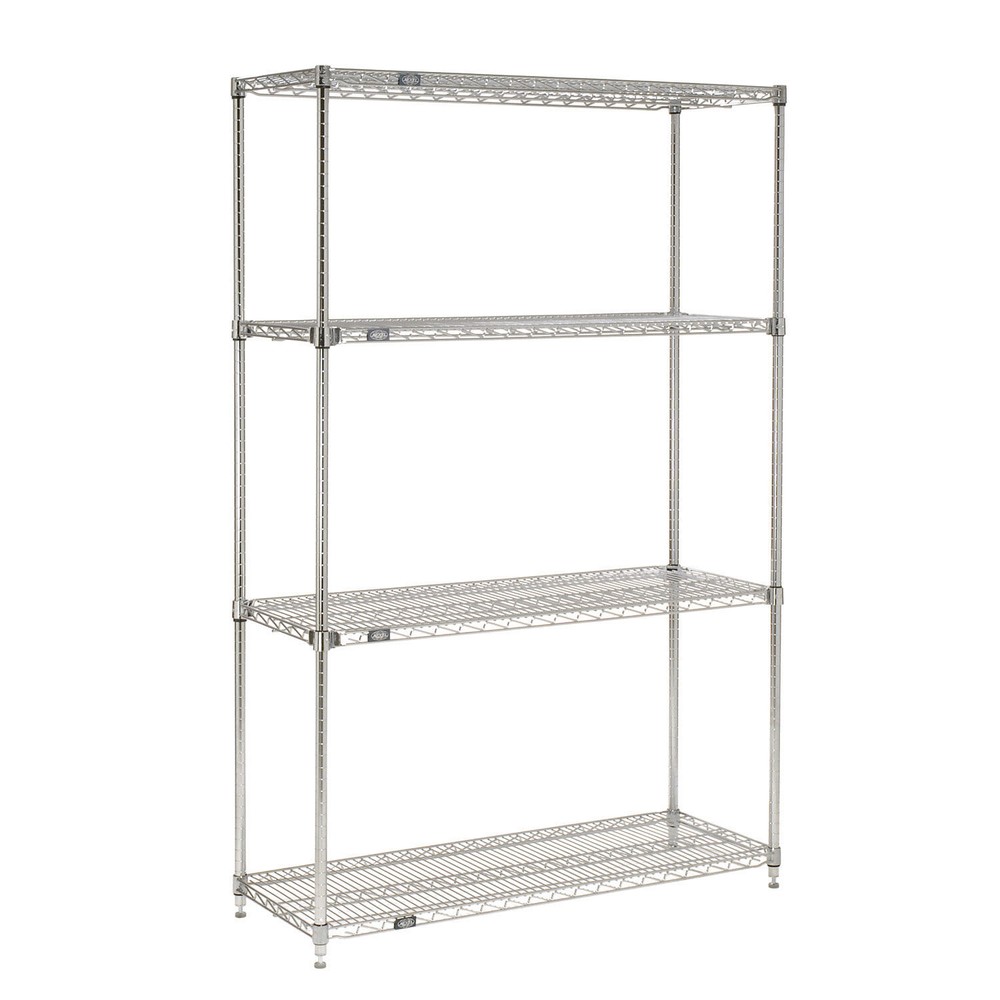 Nexel Quick Adjust Wire Shelving Chrome 48x24x74