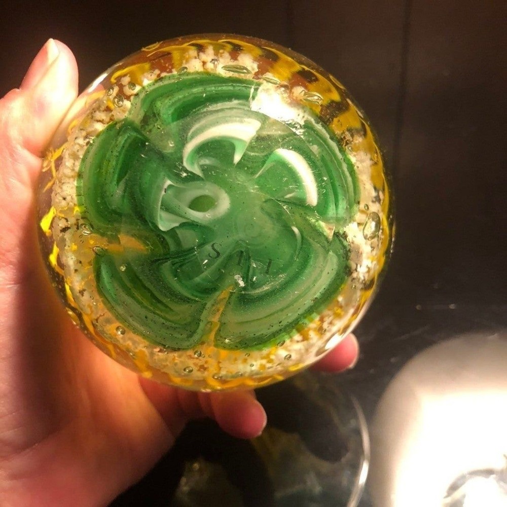 ISP Home Exploding Flower Heavyweight Art Glass Paperweight