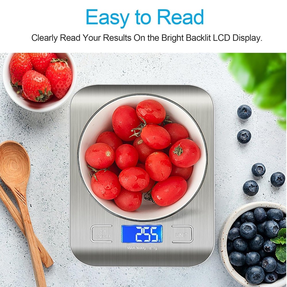 Compact Digital Kitchen Scale - Multi-Units Conversion for Cooking & Baking