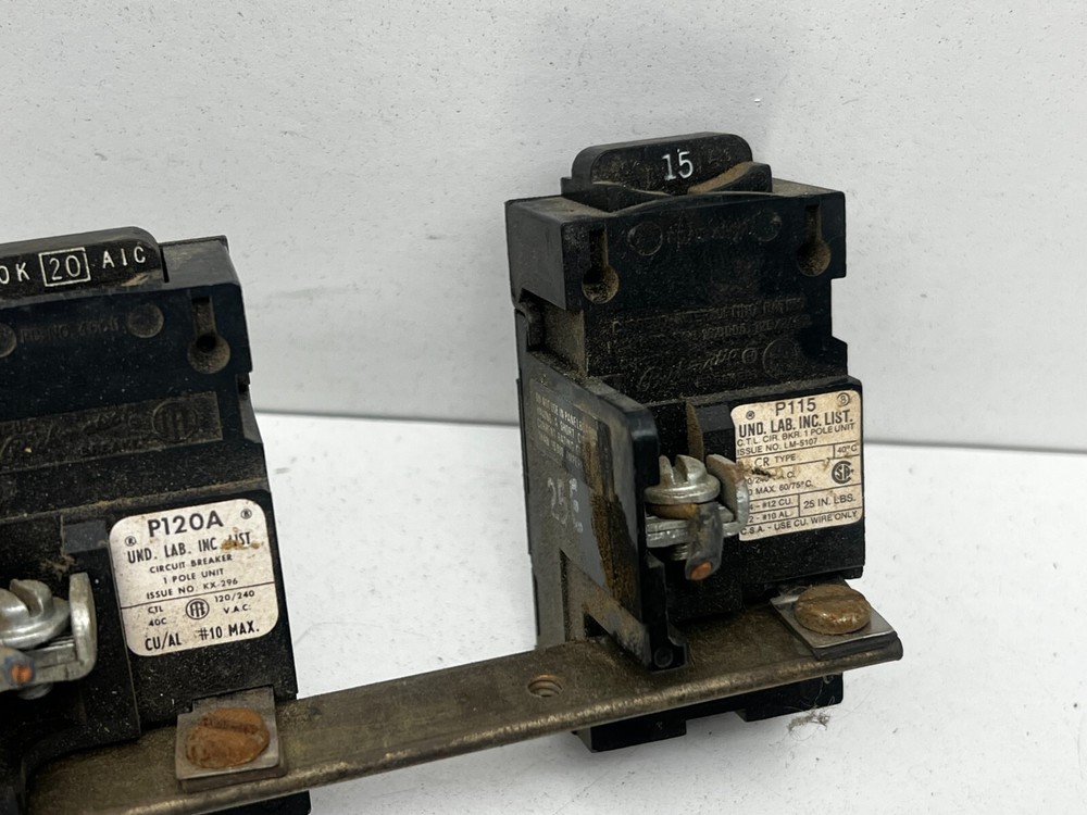 Bulldog Pushmatic Panel Copper Bus Bar with 15A and 20A Breakers