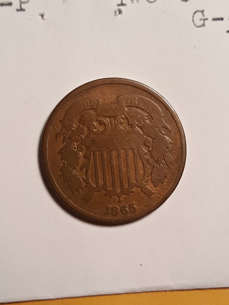 1865 2 Cent Coin Brown